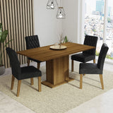 Combo Comedor y Sillas Cindy Marron Oxford 160x79cm Cuadrado de Cuatro Puestos con Cuatro Sillas - COMEDORES | Bylmo