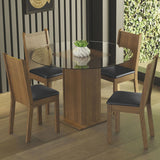 Combo Comedor y Sillas Débora Marron y Negro 90x76cm Cuadrado de Cuatro Puestos con Cuatro Sillas - COMEDORES | Bylmo
