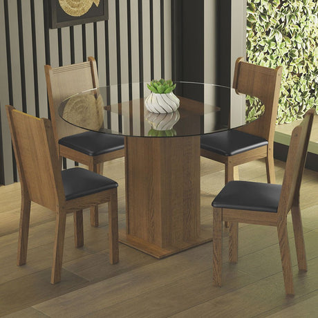 Combo Comedor y Sillas Débora Marron y Negro 90x76cm Cuadrado de Cuatro Puestos con Cuatro Sillas - COMEDORES | Bylmo
