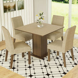 Combo Comedor y Sillas Deise Marron y Crema 90x78cm Cuadrado de Cuatro Puestos con Cuatro Sillas - COMEDORES | Bylmo