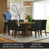Combo Comedor y Sillas Doris Marron Oxford 136x77cm Cuadrado de Ocho Puestos con Ocho Sillas - COMEDORES | Bylmo