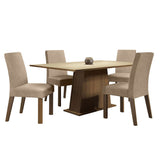 Combo Comedor y Sillas Flavia Marron y Crema 160x79cm Cuadrado de Cuatro Puestos con Cuatro Sillas - COMEDORES | Bylmo