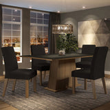 Combo Comedor y Sillas Flavia Marron y Negro Oxford 160x79cm Cuadrado de Cuatro Puestos con Cuatro Sillas - COMEDORES | Bylmo