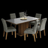 Combo Comedor y Sillas Geórgia Marron con Gris y Plata 160x80cm Cuadrado de Seis Puestos con Seis Sillas - COMEDORES | Bylmo