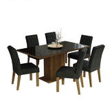 Combo Comedor y Sillas Geórgia Marron y Negro Oxford 160x80cm Cuadrado de Seis Puestos con Seis Sillas - COMEDORES | Bylmo