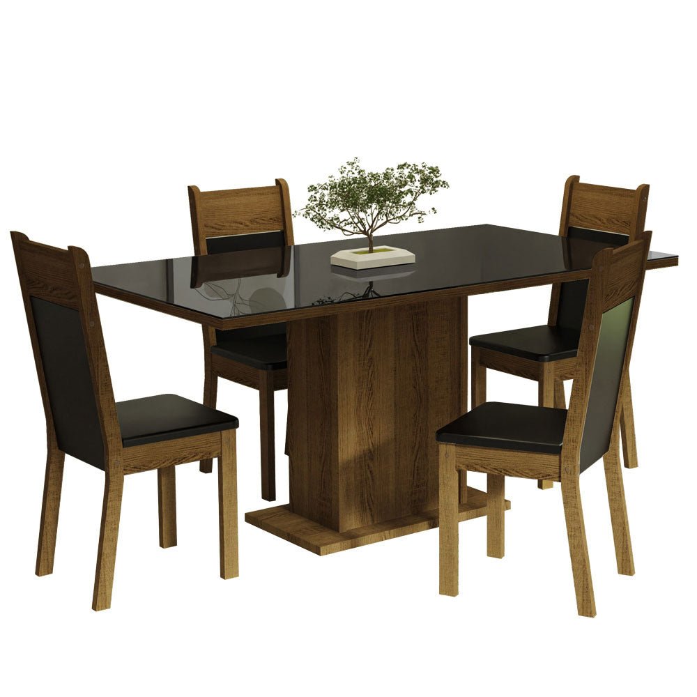 Combo Comedor y Sillas Greta Marron y Marron 160x80cm Cuadrado de Cuatro Puestos con Cuatro Sillas - COMEDORES | Bylmo