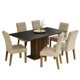 Combo Comedor y Sillas Hanna Marron y Negro 160x79cm Cuadrado de Seis Puestos con Seis Sillas - COMEDORES | Bylmo