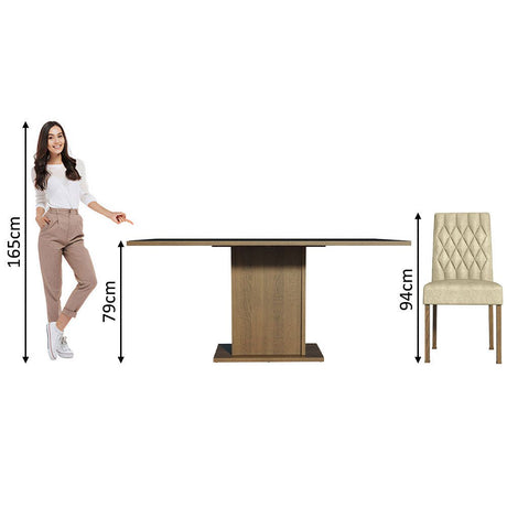 Combo Comedor y Sillas Hanna Marron y Negro 160x79cm Cuadrado de Seis Puestos con Seis Sillas - COMEDORES | Bylmo