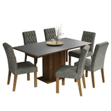 Combo Comedor y Sillas Hanna Marron con Gris y Plata 160x79cm Cuadrado de Seis Puestos con Seis Sillas - COMEDORES | Bylmo