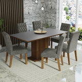 Combo Comedor y Sillas Hanna Marron con Gris y Plata 160x79cm Cuadrado de Seis Puestos con Seis Sillas - COMEDORES | Bylmo