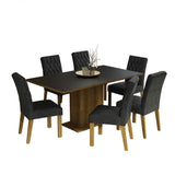 Combo Comedor y Sillas Hanna Marron y Negro Oxford 160x79cm Cuadrado de Seis Puestos con Seis Sillas - COMEDORES | Bylmo