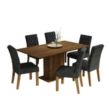 Combo Comedor y Sillas Hanna Marron Oxford 160x79cm Cuadrado de Seis Puestos con Seis Sillas - COMEDORES | Bylmo