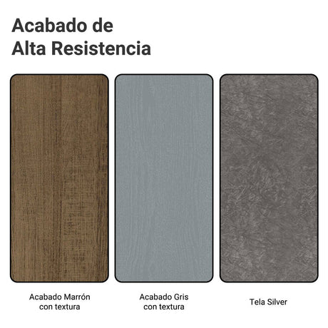 Combo Comedor y Sillas Karina Marron con Gris y Plata 90x78cm Cuadrado de Cuatro Puestos con Cuatro Sillas - COMEDORES | Bylmo