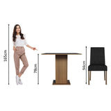 Combo Comedor y Sillas Karina Marron y Negro Oxford 90x78cm Cuadrado de Cuatro Puestos con Cuatro Sillas - COMEDORES | Bylmo