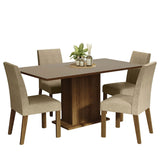 Combo Comedor y Sillas Keila Marron y Crema 160x79cm Cuadrado de Cuatro Puestos con Cuatro Sillas - COMEDORES | Bylmo