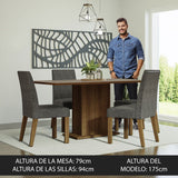 Combo Comedor y Sillas Keila Marron con Crema y Plata 160x79cm Cuadrado de Cuatro Puestos con Cuatro Sillas - COMEDORES | Bylmo