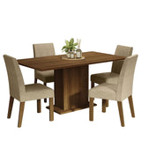 Combo Comedor y Sillas Keila Marron 160x79cm Cuadrado de Cuatro Puestos con Cuatro Sillas - COMEDORES | Bylmo