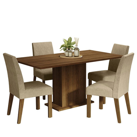 Combo Comedor y Sillas Keila Marron 160x79cm Cuadrado de Cuatro Puestos con Cuatro Sillas - COMEDORES | Bylmo
