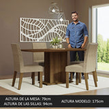 Combo Comedor y Sillas Keila Marron 160x79cm Cuadrado de Cuatro Puestos con Cuatro Sillas - COMEDORES | Bylmo