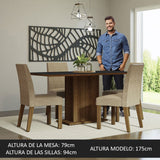 Combo Comedor y Sillas Keila Marron y Negro 160x79cm Cuadrado de Cuatro Puestos con Cuatro Sillas - COMEDORES | Bylmo