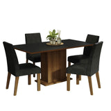 Combo Comedor y Sillas Keila Marron y Negro Oxford 160x79cm Cuadrado de Cuatro Puestos con Cuatro Sillas - COMEDORES | Bylmo
