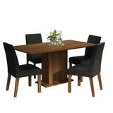 Combo Comedor y Sillas Keila Marron Oxford 160x79cm Cuadrado de Cuatro Puestos con Cuatro Sillas - COMEDORES | Bylmo
