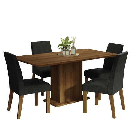 Combo Comedor y Sillas Keila Marron Oxford 160x79cm Cuadrado de Cuatro Puestos con Cuatro Sillas - COMEDORES | Bylmo