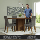 Combo Comedor y Sillas Keila Marron con Plata y Plata 160x79cm Cuadrado de Cuatro Puestos con Cuatro Sillas - COMEDORES | Bylmo