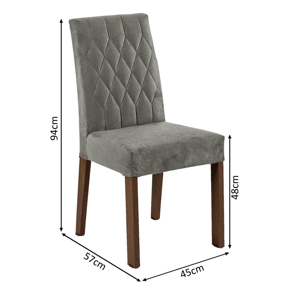 Combo Comedor y Sillas Leila Marron con Plata y Plata 136x77cm Cuadrado de Ocho Puestos con Ocho Sillas - COMEDORES | Bylmo