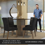 Combo Comedor y Sillas Livia Marron y Negro Oxford 90x78cm Cuadrado de Cuatro Puestos con Cuatro Sillas - COMEDORES | Bylmo