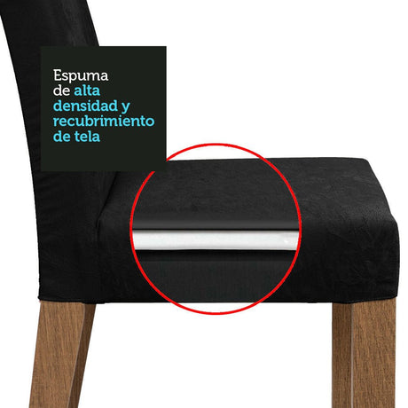 Combo Comedor y Sillas Luciana Marron y Negro Oxford 160x79cm Cuadrado de Seis Puestos con Seis Sillas - COMEDORES | Bylmo