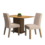 Combo Comedor y Sillas Manu Marron 104x78cm Cuadrado de Dos Puestos con Dos Sillas - COMEDORES | Bylmo