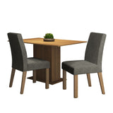 Combo Comedor y Sillas Manu Marron con Plata y Plata 104x78cm Cuadrado de Dos Puestos con Dos Sillas - COMEDORES | Bylmo