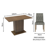 Combo Comedor y Sillas Manu Marron con Plata y Plata 104x78cm Cuadrado de Dos Puestos con Dos Sillas - COMEDORES | Bylmo