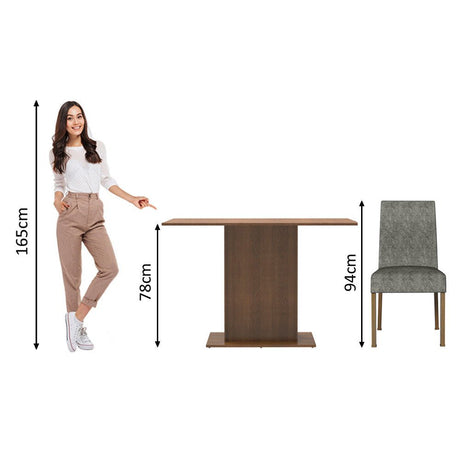 Combo Comedor y Sillas Manu Marron con Plata y Plata 104x78cm Cuadrado de Dos Puestos con Dos Sillas - COMEDORES | Bylmo