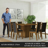 Combo Comedor y Sillas Marisa Marron y Negro 136x77cm Cuadrado de Ocho Puestos con Ocho Sillas - COMEDORES | Bylmo