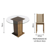 Combo Comedor y Sillas Nanda Marron con Crema y Beige 90x76cm Cuadrado de Cuatro Puestos con Cuatro Sillas - COMEDORES | Bylmo