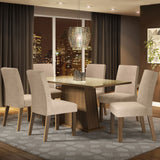 Combo Comedor y Sillas Patricia Marron y Crema 160x79cm Cuadrado de Seis Puestos con Seis Sillas - COMEDORES | Bylmo