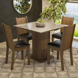 Combo Comedor y Sillas Perla Marron con Crema y Negro 90x78cm Cuadrado de Cuatro Puestos con Cuatro Sillas - COMEDORES | Bylmo