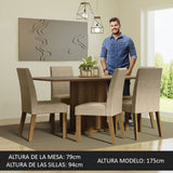 Combo Comedor y Sillas Renata Marron y Crema 160x79cm Cuadrado de Seis Puestos con Seis Sillas - COMEDORES | Bylmo