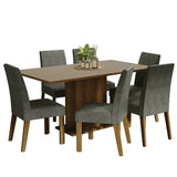 Combo Comedor y Sillas Renata Marron con Crema y Plata 160x79cm Cuadrado de Seis Puestos con Seis Sillas - COMEDORES | Bylmo
