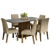 Combo Comedor y Sillas Renata Marron y Gris 160x79cm Cuadrado de Seis Puestos con Seis Sillas - COMEDORES | Bylmo