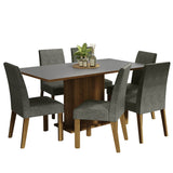 Combo Comedor y Sillas Renata Marron con Gris y Plata 160x79cm Cuadrado de Seis Puestos con Seis Sillas - COMEDORES | Bylmo
