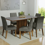 Combo Comedor y Sillas Renata Marron con Gris y Plata 160x79cm Cuadrado de Seis Puestos con Seis Sillas - COMEDORES | Bylmo