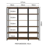 Estantería Rectangular Marron y Negro 185.8x52.5cm Transformable - BIBLIOTECAS Y ESTANTERIAS | Bylmo
