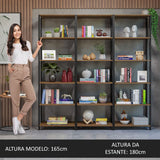 Estantería Rectangular Marron y Negro 185.8x52.5cm Transformable - BIBLIOTECAS Y ESTANTERIAS | Bylmo