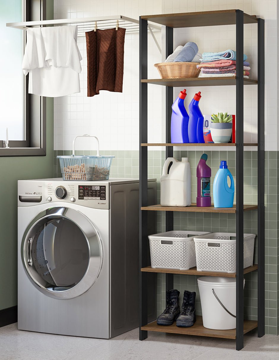 Estantería Rectangular Marron y Negro 185.8x17.5cm Transformable - BIBLIOTECAS Y ESTANTERIAS | Bylmo