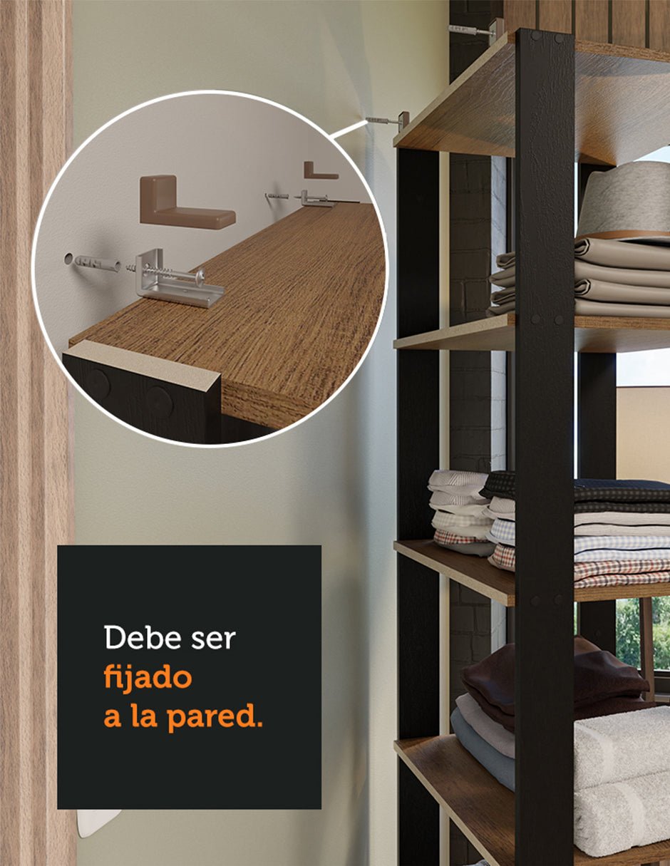 Estantería Rectangular Marron y Negro 185.8x17.5cm Transformable - BIBLIOTECAS Y ESTANTERIAS | Bylmo