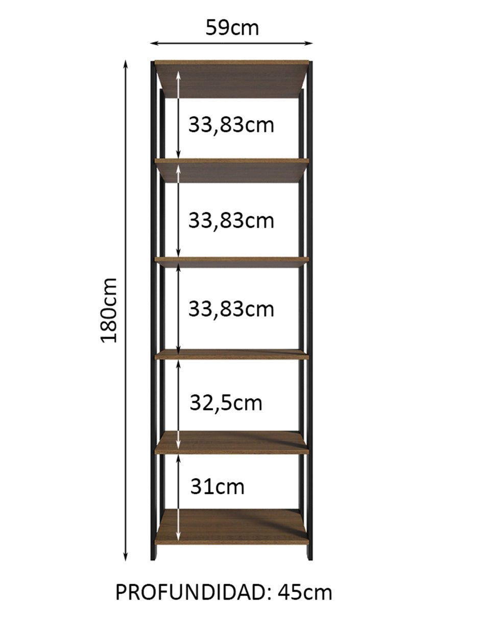 Estantería Rectangular Marron y Negro 185.8x17.5cm Transformable - BIBLIOTECAS Y ESTANTERIAS | Bylmo
