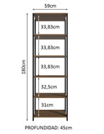 Estantería Rectangular Marron Y Negro 185.8x17.5cm Transformable